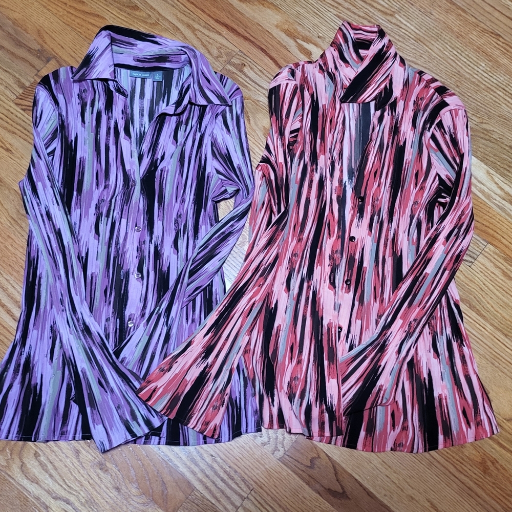 Lot/bundle of 2 button up tops Apt 9 Y2k style 2000s Crinkle flare sleev…